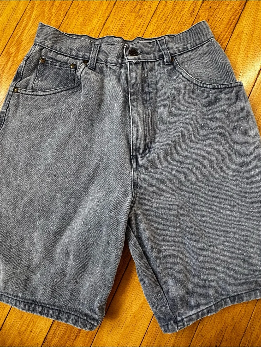 Vintage French Toast Long Denim Shorts - High Rise Dark Wash Jorts - 25” Waist